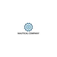 nautical maintenance service logo design inspired from blue ship wheel steering isolated with abstract blue gear also suitable for marine industry logo design inspiration vector