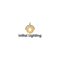 logo design inspiration for home furnishing business especially for lamp and lighting product inspired from abstract initial isolated letter o and p in orange color and isolated with black lamp hanger vector