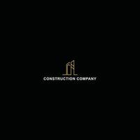 logo design inspiration for a luxury construction logo design inspired by the abstract letters r and c in the form of abstract line buildings or towers in luxurious gold color vector