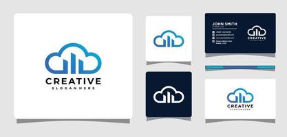 Cloud Real Estate Logo Template With Business Card Design Inspiration vector