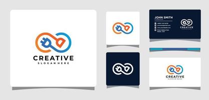 Infinity Electric Plug Logo Template With Business Card Design Inspiration vector