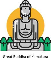 Great Buddha of Kamakura Landmark Icon vector