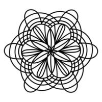 Simple floral Mandala symbol. Black outline flower isolated on white background. vector