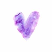 Watercolor hand painted violet heart shape isolated on white background. Valentine's day or wedding romantic design element vector