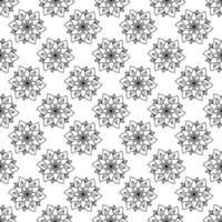 Seamless floral pattern minimal and geometric textures. Black outline isolated on white background. Simple mandala flower elements. vector