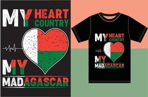 mi corazón, mi país, mi madagascar. diseño vectorial de tipografía vector