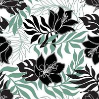 Floral seamless pattern. Flowers with leaves ornamental texture. Flourish nature summer garden textured background vector