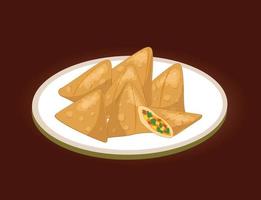 samosa deliciosa comida india vector