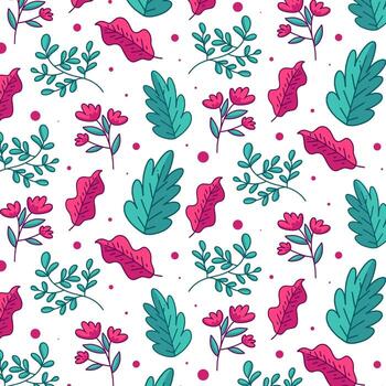 patrón de fondo de hojas y flores vector