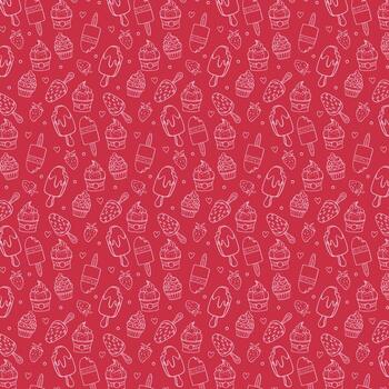 Strawberry Ice Cream Pattern Background vector