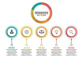 plantilla infográfica 3d abstracta con cinco pasos para el éxito. plantilla de círculo empresarial con opciones para folleto, diagrama, flujo de trabajo, línea de tiempo, diseño web. pasos vectoriales 10 vector