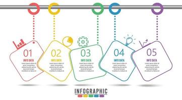 plantilla de diseño de infografías de línea de tiempo con 5 opciones, diagrama de proceso, ilustración vectorial eps10. vector