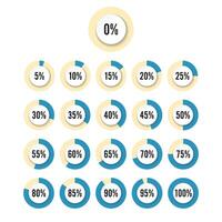 conjunto de diagramas de porcentaje de círculo para elementos de diseño de infografías vector