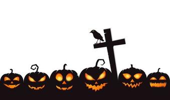 Halloween Set of pumpkin for holiday. Design elements on white background. Vector illustration