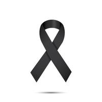 Black ribbon vector, mourning and melanoma sign
