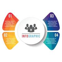 El vector de diseño infográfico y los iconos de marketing se pueden utilizar para el diseño del flujo de trabajo, el diagrama, el informe anual y el diseño web. concepto de negocio con 4 opciones, pasos o procesos.