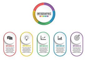 Abstract 3D infographic template with a five steps for success. Business circle template with options for brochure, diagram, workflow, timeline, web design. Vector EPS 10