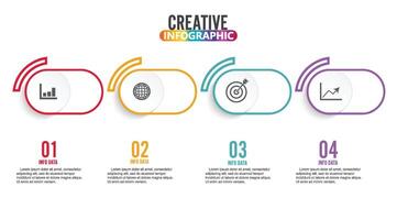 Four steps infographics - can illustrate a strategy, workflow or team work. vector