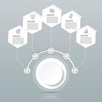 plantilla de infografía vectorial con etiqueta de papel 3d, círculos integrados. concepto de negocio con opciones. para contenido, diagrama, diagrama de flujo, pasos, partes, infografías de línea de tiempo, diseño de flujo de trabajo, gráfico vector