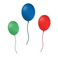 Colorful realistic helium balloons isolated on white background. vector