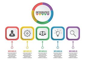 Abstract 3D infographic template with a five steps for success. Business circle template with options for brochure, diagram, workflow, timeline, web design. Vector EPS 10