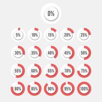 conjunto de diagramas de porcentaje de círculo para elementos de diseño de infografías vector