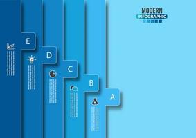 plantilla infográfica vectorial con etiqueta de papel 3d, círculos integrados. concepto de negocio con 5 opciones. para contenido, diagrama, diagrama de flujo, pasos, partes, infografías de línea de tiempo, flujo de trabajo, gráfico. vector