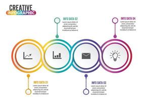 Infografía de cuatro pasos: puede ilustrar una estrategia, un flujo de trabajo o un trabajo en equipo. vector