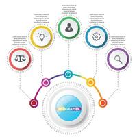 Vector infographic template with 3D paper label, integrated circles. Business concept with options. For content, diagram, flowchart, steps, parts, timeline infographics, workflow layout, chart