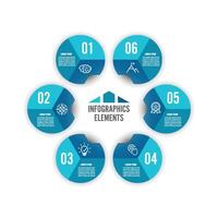 Vector illustration infographics 6 options. Template for brochure, business, web design. For content, diagram, flowchart, steps, parts, timeline infographics, workflow layout.