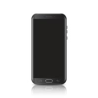 moderno teléfono inteligente negro realista. teléfono inteligente con estilo lateral de borde, ilustración vectorial 3d del teléfono celular.