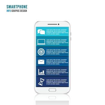 Vector mobile phone for infographic. Template for diagram, graph, presentation and chart. Business concept with 6 options, parts, steps or processes. Abstract background.