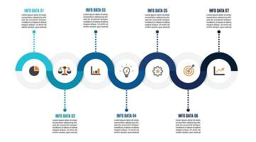 Template Timeline Infographic colored horizontal numbered for six position can be used for workflow, banner, diagram, web design, area chart vector