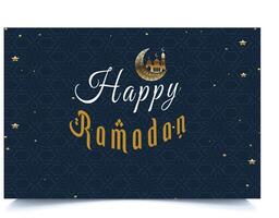 Modern Ramadan kareem on black background with gold lantern, moon and calligraphy ornament vector illustration