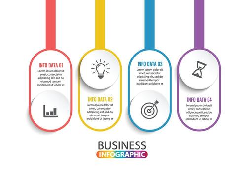 Four steps infographics - can illustrate a strategy, workflow or team work. vector