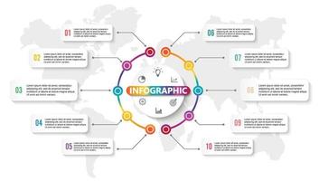 Infographic design elements for your business data with 10 options, parts, steps, timelines or processes. Vector Illustration.