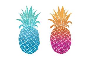 colorful pineapple with hand drawn style