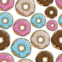 delicious donut in seamless pattern with colorful topping vector
