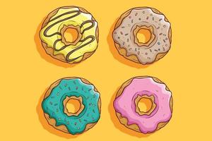 set of tasty donut with colorful topping vector