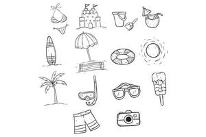 set of summer elements with hand drawn style. best for banner or poster elements vector