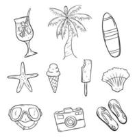 set of summer elements with doodle style. best for banner or poster elements vector