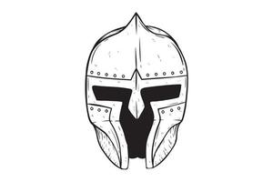 Hand drawn gladiator helmet on white background vector