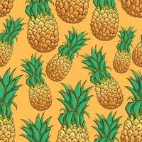 seamless pattern fresh pineapple hand drawn vector
