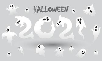 Halloween seamless pattern design with ghost vector