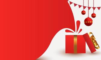 Background decorated with red gift boxes. merry Christmas. vector