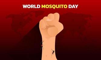 Mosquito Vector with world map Background, World Mosquito day, Malaria Day, dengue fever.