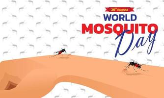 vector de mosquito con fondo de mapa mundial, día mundial del mosquito, día de la malaria, fiebre del dengue.