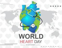 ilustración vectorial, afiche o pancarta para el día mundial del corazón vector