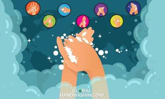 Handwashing day. Handwashing illustration. Water, washing hands, cleaning. Hygiene concept. vector