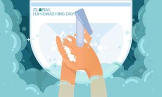 Handwashing day. Handwashing illustration. Water, washing hands, cleaning. Hygiene concept. vector